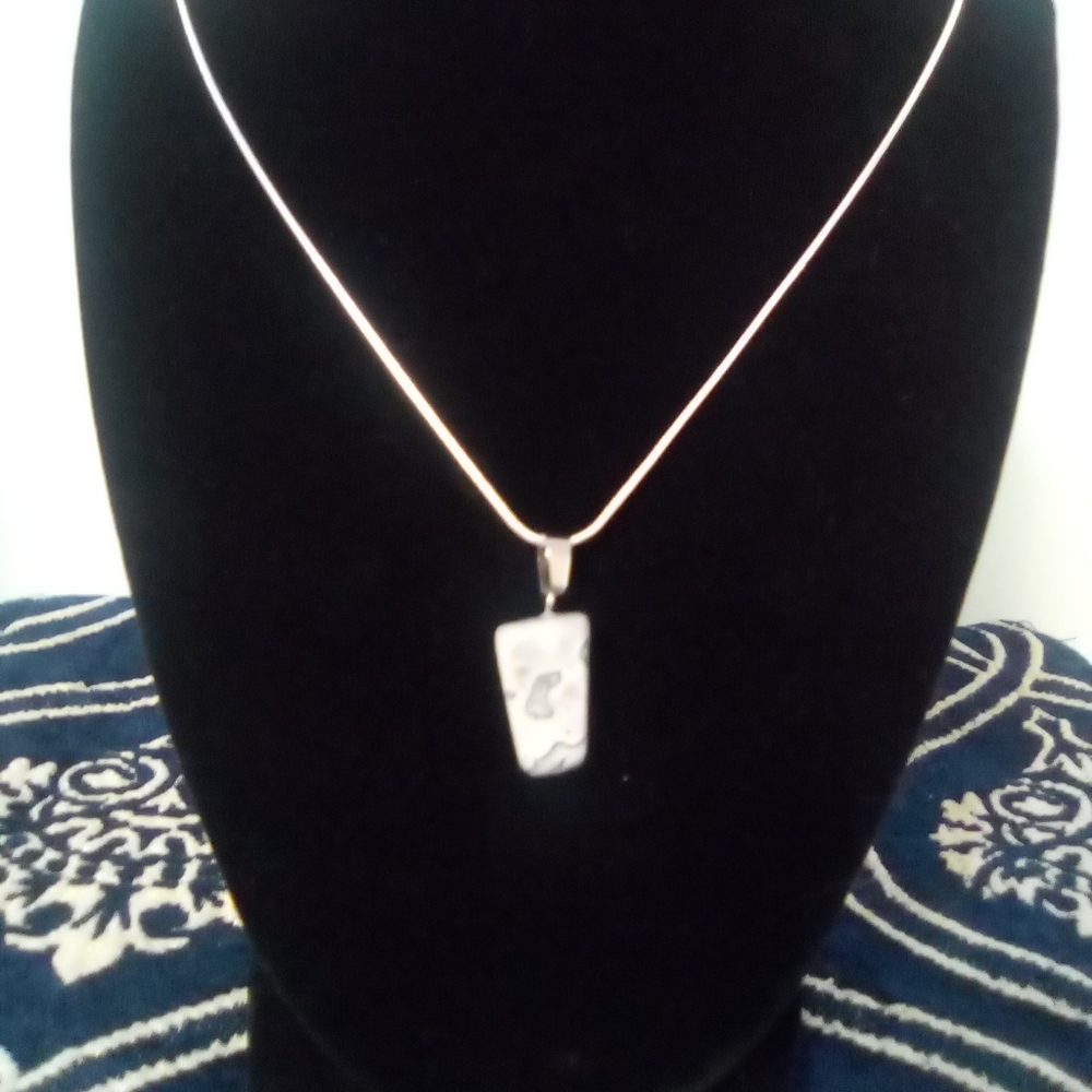 Snowflake White & Grey Obsidian Stone Necklace
